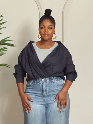 STUDIO NAVY GREY 2 IN 1 CAMI IN SHIRT SET