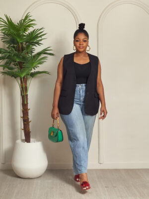 (2 FOR 50K) SHUO BLACK OVERSIZED SLEEVELESS JACKETS