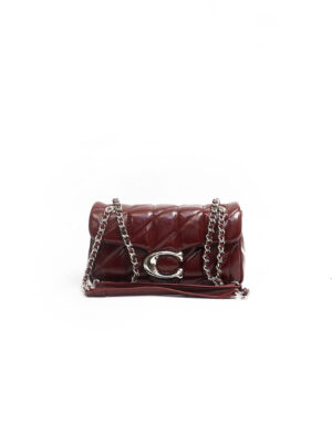 CLAY RED QUILTED C BUCKLE CHAIN BAG