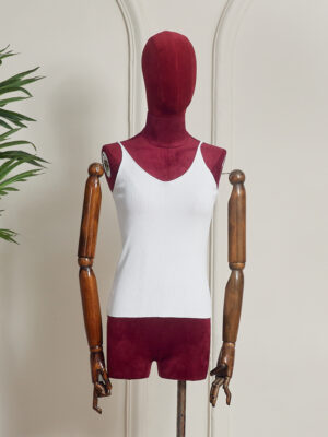 WHITE THIN STRAP RIB BONE CAMI TOP