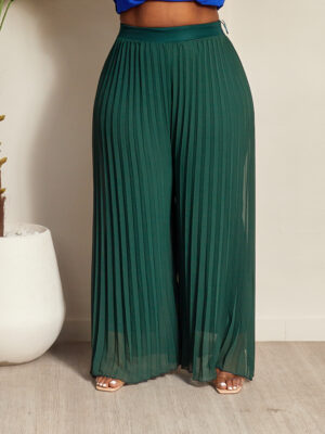 (2FOR50K) HULAMM TEAL CHIFFON PLEATED PANT