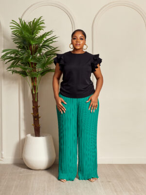 (2FOR40K) AK SRC PLEATED BLACK FRILL SLEEVE BOX TOP