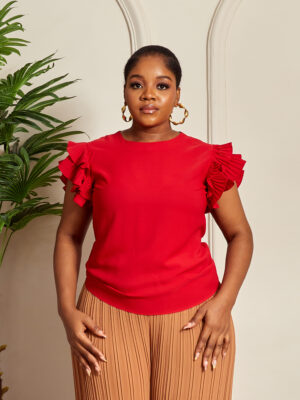 (2FOR40K) AK SRC PLEATED RED FRILL SLEEVE BOX TOP