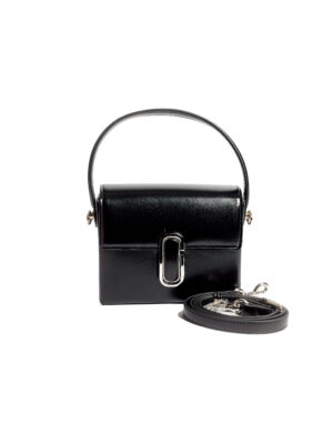 TANGXINRIJI BLACK SMOOTH LEATHER ZERO BUCKLE BOX BAG