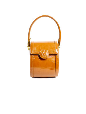TOFFEE PATENT CROCO M STAMP VINTAGE BAG