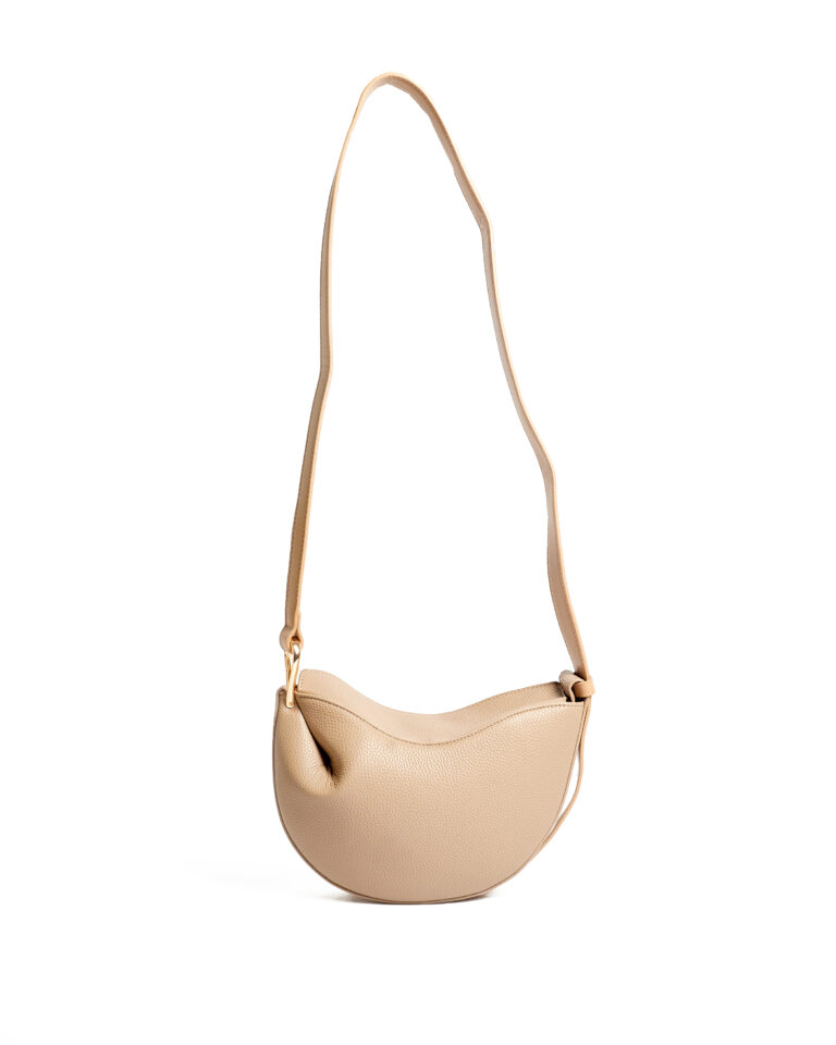 LENE TAUPE REFINED GRAIN DRAPED CROSS BODY BAG