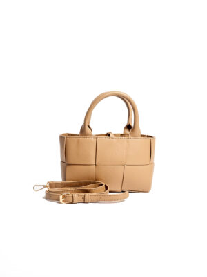 FOCUS BABY TAUPE WOVEN BOTT GRAB HANDLE BAG
