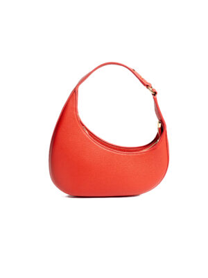 RED PEBBLED 8132 CIRCLE BAG