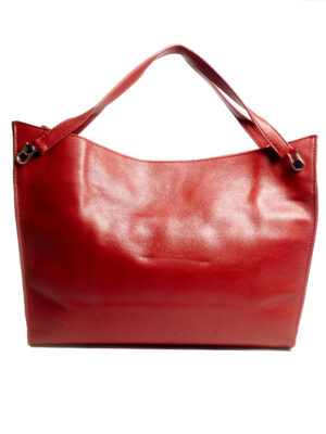 ROW RED SOFT SHOPPER BAG WITH SILVER HANDLE
