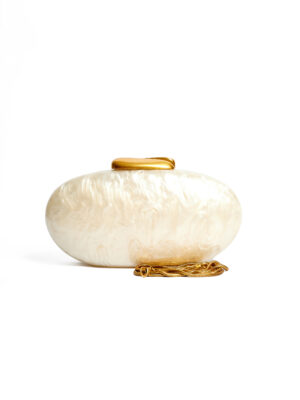 CREAM CERAMIC OVAL WITH TWIN GOLD CLIP PURSE