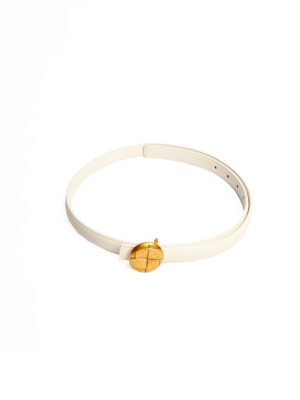 WHITE COLD CRACKED CIRCLE HEAD BELT