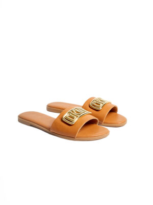 (2FOR 70K) DKNY CAMEL ROUND TOE RECTA LOGO SLIPPERS