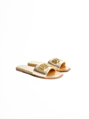 (2FOR 70K) DKNY GOLD ROUND TOE RECTA LOGO SLIPPERS