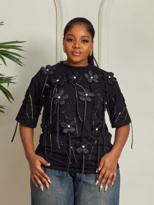 ZR BLACK PETALS INSERT PAINTWORK TEE