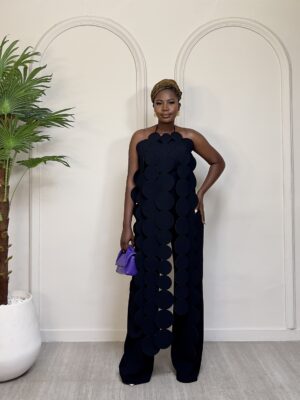 RENGIN BLACK CIRCO CUTLET FRINGE STYLE WITH BLACK PANT SUIT SET