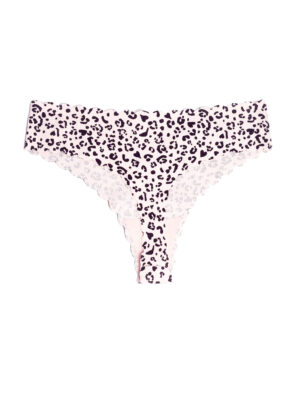 VIMERLEA V2144 PINK ANIMAL PRINT RIB BONE ARCH THONG PANT
