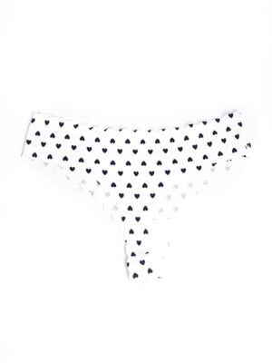 VIMERLEA V2144 IVORY HEART PRINT RIB BONE ARCH THONG PANT