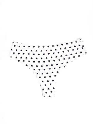 VIMERLEA V2144 IVORY HEART PRINT RIB BONE ARCH THONG PANT