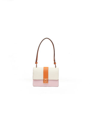 KATE SPADE PHOEBE PINK X ORANGE REFINED GRAIN FLAP DETAIL BAG