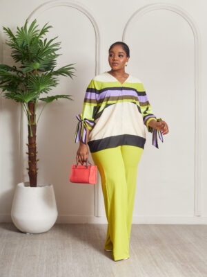 LUMIANCE LEMON RAINBOW PRINT PANT SUIT SET