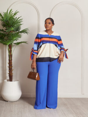 MISS HAVIS BLUE RAINBOW PRINT PANT SUIT SET