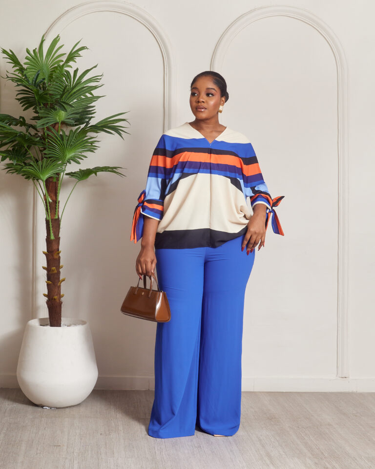 MISS HAVIS BLUE RAINBOW PRINT PANT SUIT SET