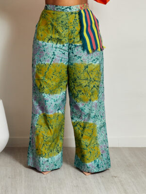 SASHES X HIDES BOLD STRIPE PETROL/YELLOW/CORAL NAUTICAL STRIPE ONE POCKET ASOOKE PANTS