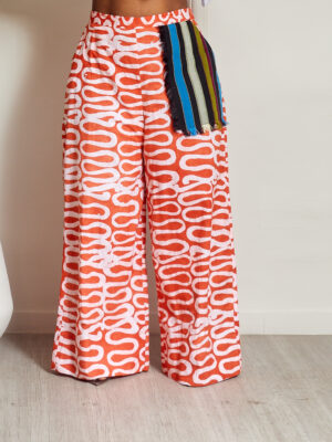 SASHES X HIDES BOLD STRIPE BLACK/BLUE/OLIVE NAUTICAL STRIPE ONE POCKET ASOOKE PANTS