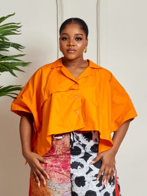 SASHES X HIDES CUSTARD COLLARED PONCHO SHIRT