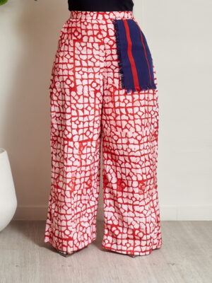 SASHES X HIDES BOLD STRIPE NAVY/RED NAUTICAL STRIPE ONE POCKET ASOOKE PANTS