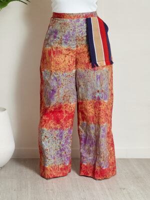 SASHES X HIDES BOLD STRIPE NAVY/BEIGE/RED NAUTICAL STRIPE ONE POCKET ASOOKE PANTS