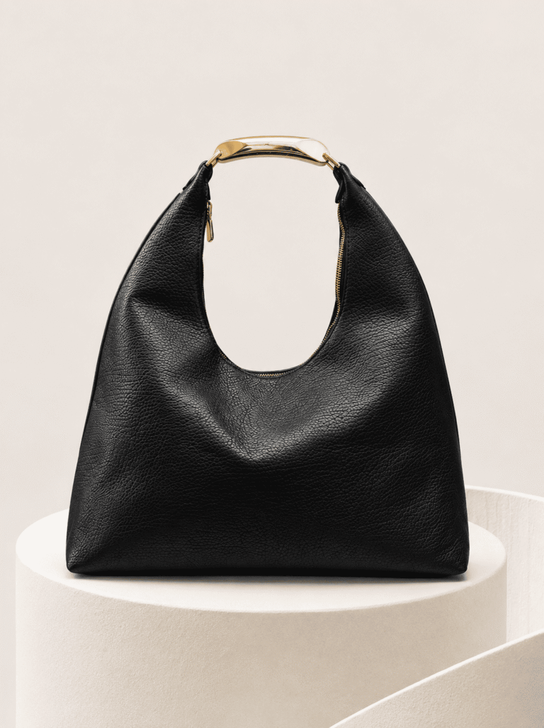 PIYA BLACK P565 GOLD METAL HANDLE SACK BAG
