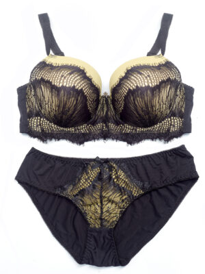 ANGEL C006 OLIVE BLACK LACE PANT AND BRA SET