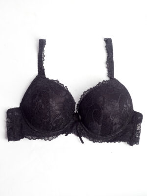 CHAN 1401 BLACK PADDED LACE C CUP BRA