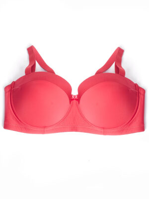 CHAN 3377 RED SATIN TAPED D CUP BRA