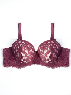 CHAN 4703 PLUM CONTRAST LACEY HALF BRA
