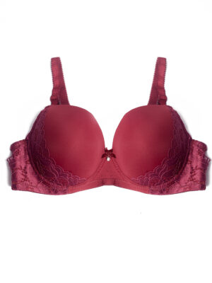 CHAN 7404 MAROON SIDE LACE TEE SHIRT BRA