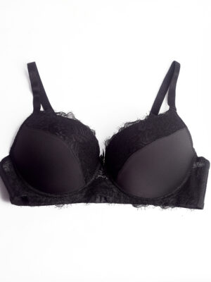 CRYSTAL 7049 BLACK MONOTONE LACE PADDED BRA