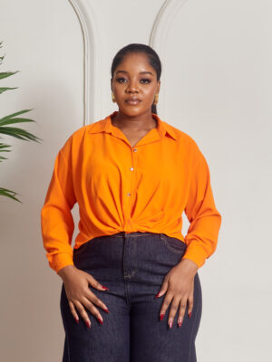 (2FOR50K)AK SRC ORANGE CROP DEEP HEM SHIRT