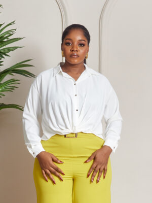 (2FOR50K)AK SRC IVORY CROP DEEP HEM SHIRT