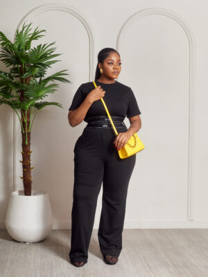 (2FOR50K)ALO BLACK CROP TOP & PANT SET