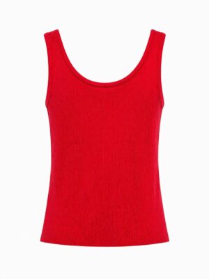 RED KNIT RIB BONE CAMI