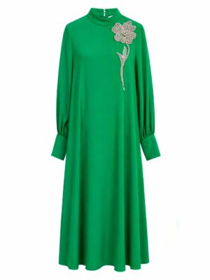 ROUX GREEN EMBELLISHED SWING MAXI