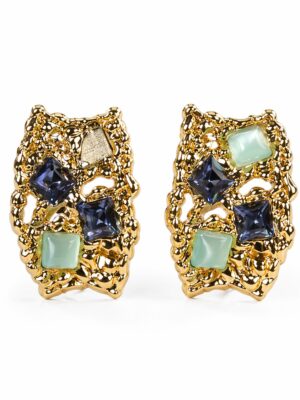 VIENNOIS T111309E GOLD PURPLE STUD EARINGS