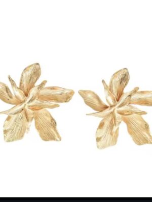 FF6411 GOLD GILDED BLOOM EARRING