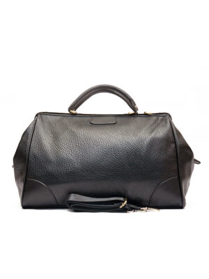 BALIKADAN BLACK ROUGH TEXTURED METAL DETAIL CITY TRAVEL BAG