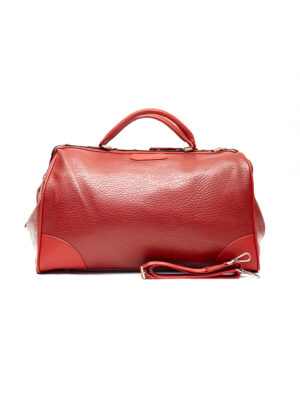 BALIKADAN RED ROUGH TEXTURED METAL DETAIL CITY TRAVEL BAG