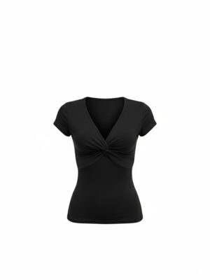 BLACK FRONT RUCH TEE
