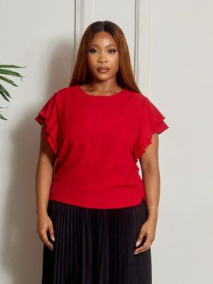 (2FOR50K)AK SR WINE FRILL BLOUSE