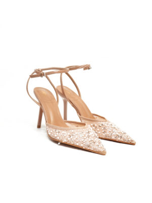 (2FOR50K)ZR NUDE PEARL SEQUIN WRAP ROUND SHOES